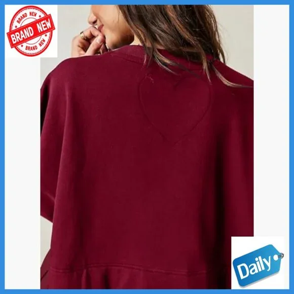 Oversized Sweatshirt Dress Crew Neck Long Sleeve Patchwork Pullover Mini Dress - Picture 5 of 7